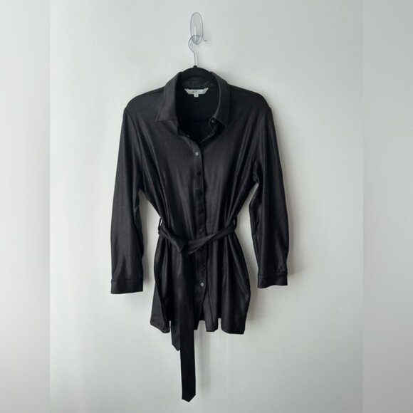 Cleo Vegan Leather Button Front Tunic - Picture 2 of 12